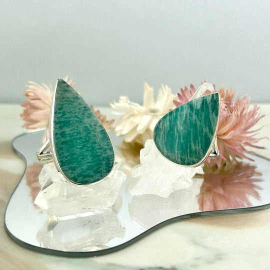 Amazonite Teardrop Rings