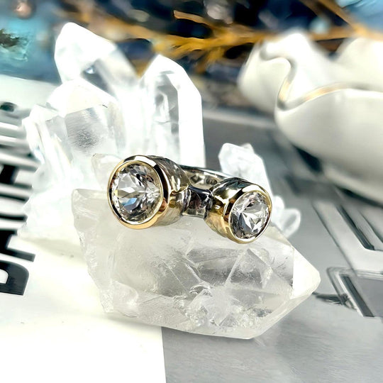 Killiecrankie Diamond Two Stone 9ct Yellow Gold & Sterling Silver Ring By Lauren Harris