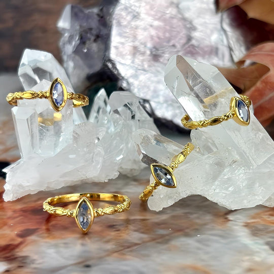 Tanzanite Marquise Cut Gold Ring