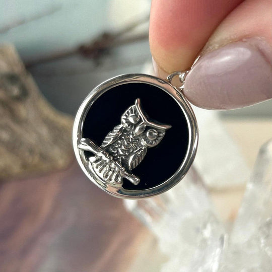 Black Onyx Owl Pendant