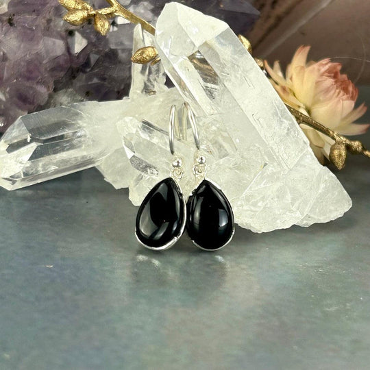 Black Onyx Teardrop Drop Earrings
