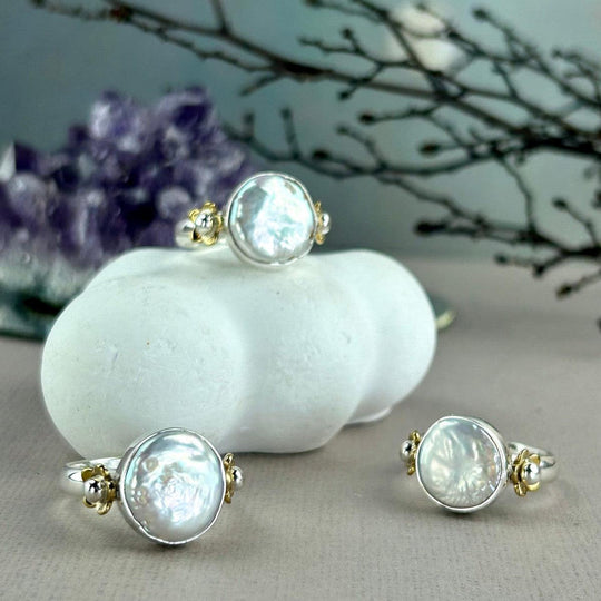 Pearl Natural Gold Flower Rings