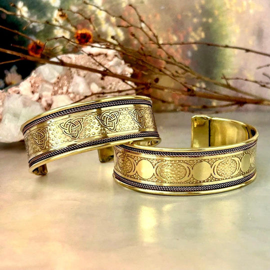 Ornate Brass Assorted Symbol Cuff Bracelets