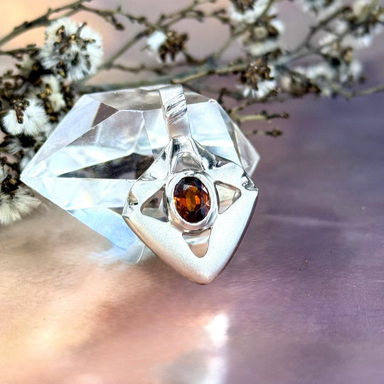 Orange Tourmaline Contemporary Pendant by Janusz Szkutnik