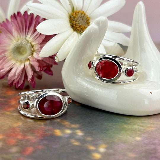 Ruby Three Stone Multi Band Ring