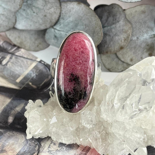 Rhodonite Elongated Oval Ring