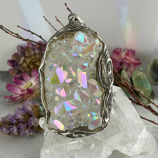 Angel Aura Quartz Cluster Pendant