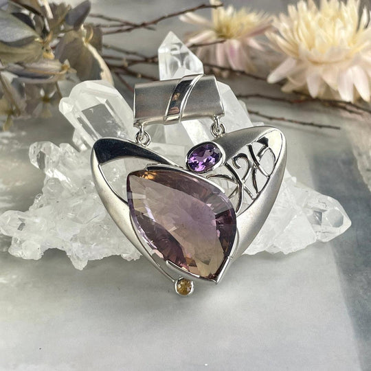 Ametrine, Amethyst & Citrine Large Contemporary Pendant by Janusz Szkutnik