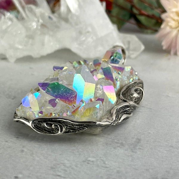 Angel aura deals quartz pendant