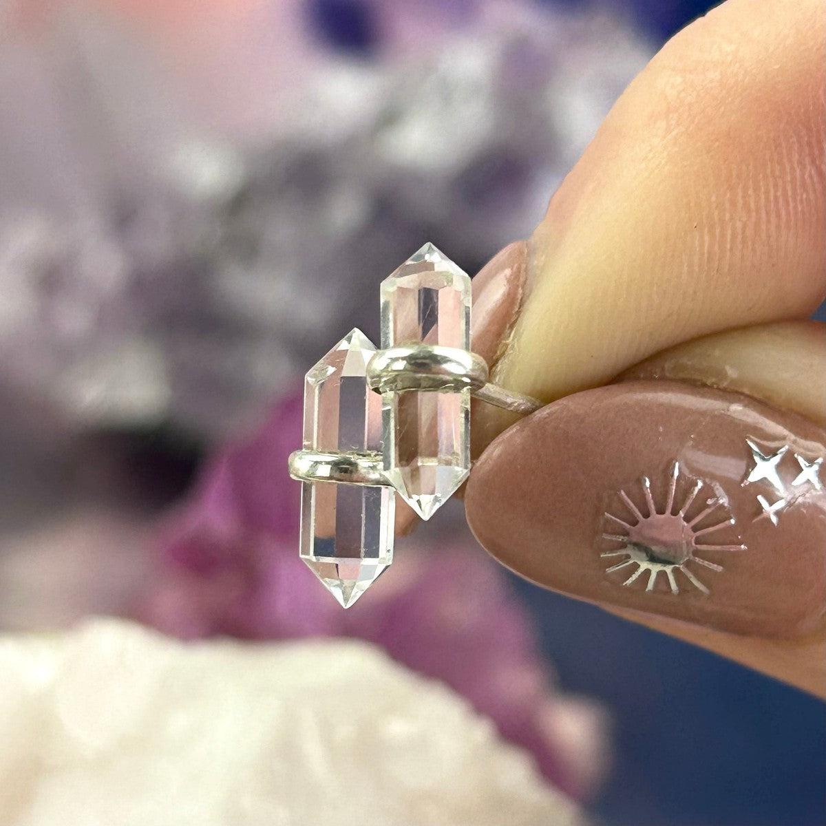 Clear Quartz Crystal Bar Earrings