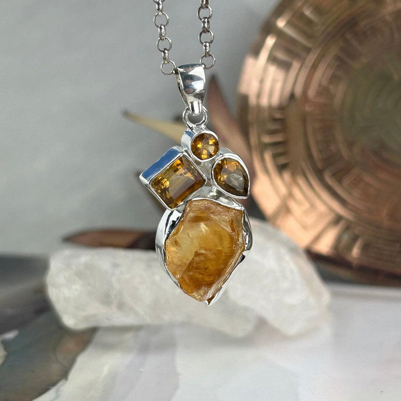 Polished And Raw Citrine Pendant