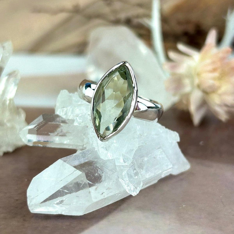 Green Amethyst Crystal Ring