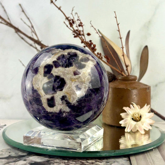 Amethyst Flower Crystal Ball 7cm