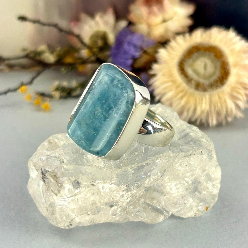 Freeform Aquamarine Crystal Ring