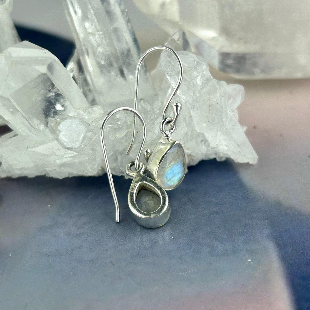 Pear Cut Rainbow Moonstone Earrings