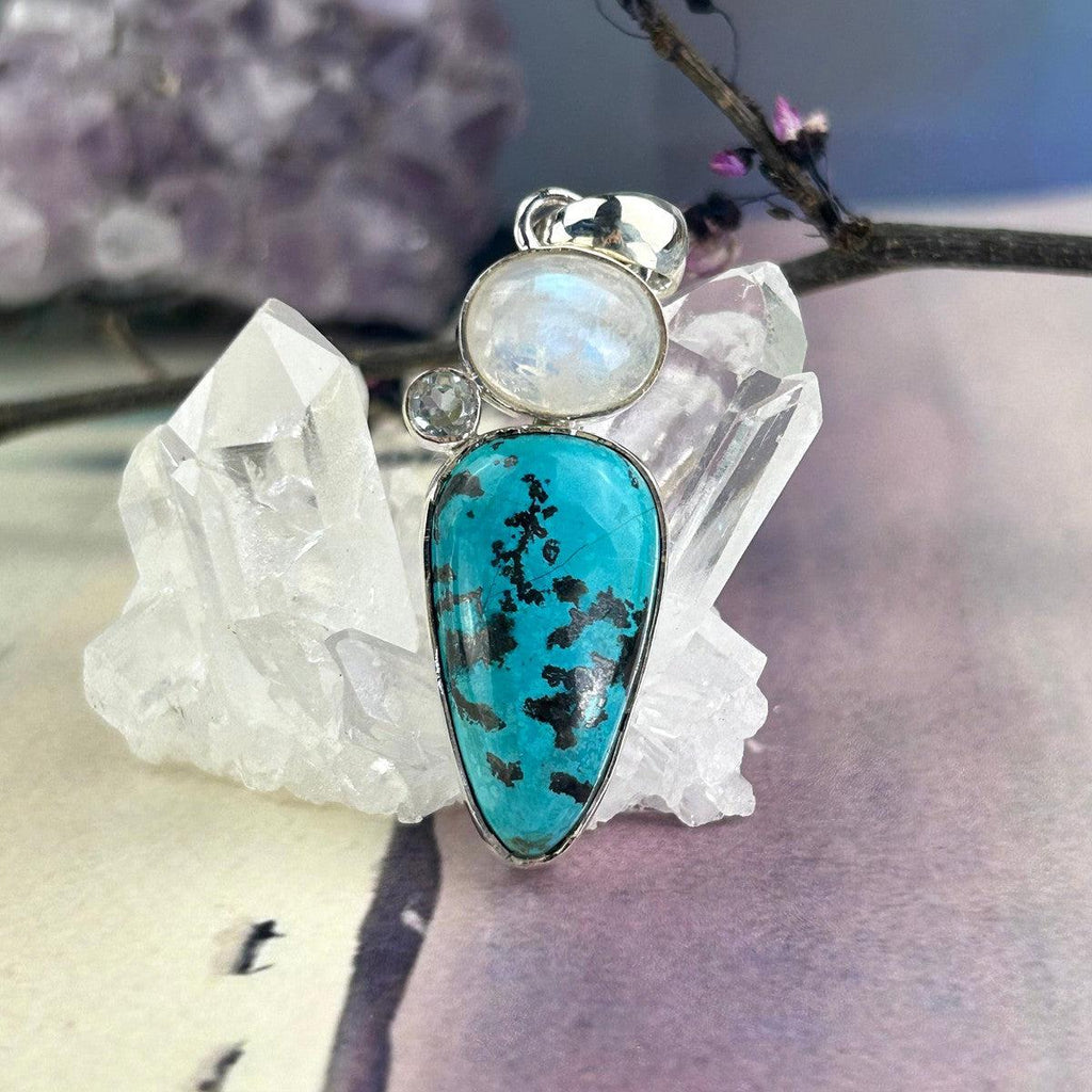 Three Crystal Silver Pendant