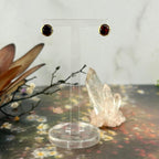 Garnet Circle Gold Studs