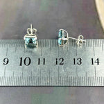Blue Topaz Square Cut Stud Earrings