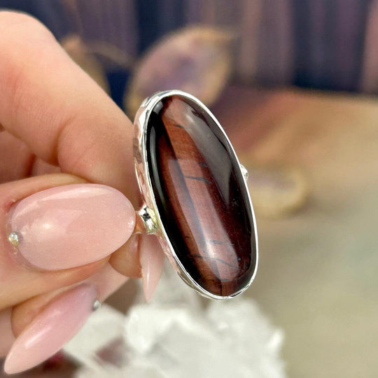 Red Tiger’s Eye Elongated Oval Ring