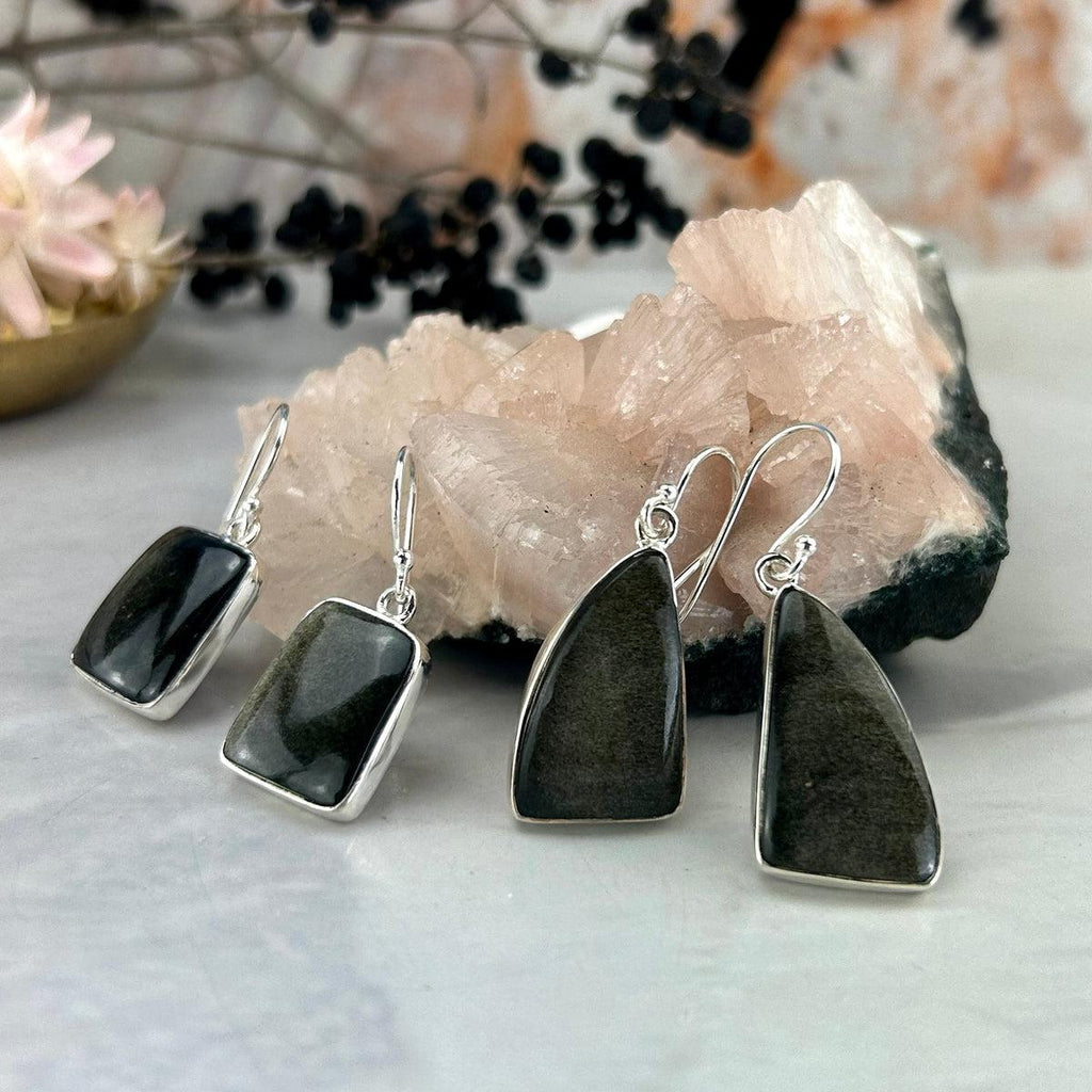 Golden Sheen Obsidian Earrings