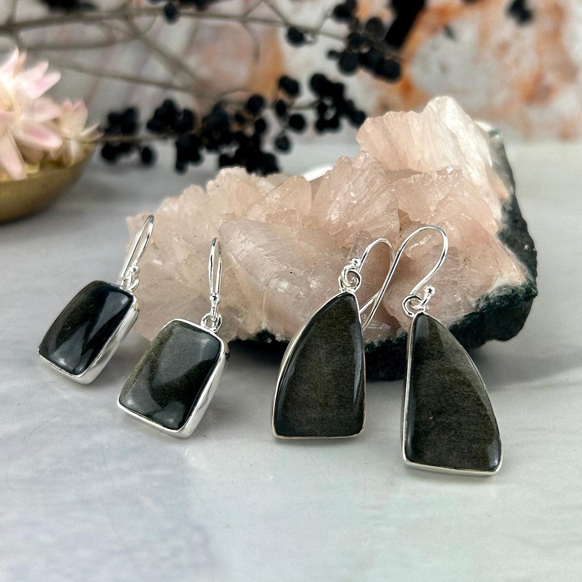 Golden Sheen Obsidian Earrings