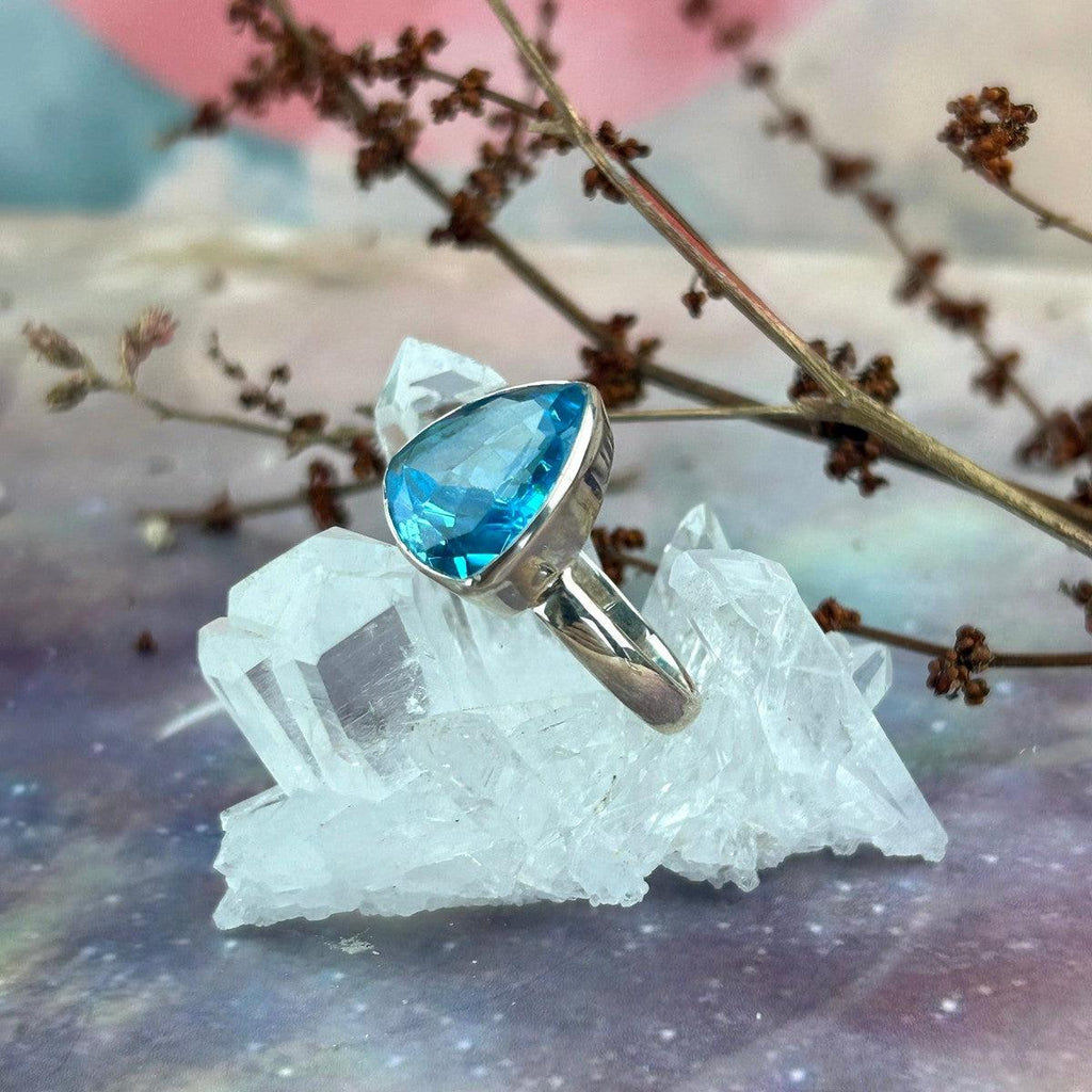 Blue Gemstone Trillion Cut Ring