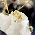 Clear Quartz Gold Earrings