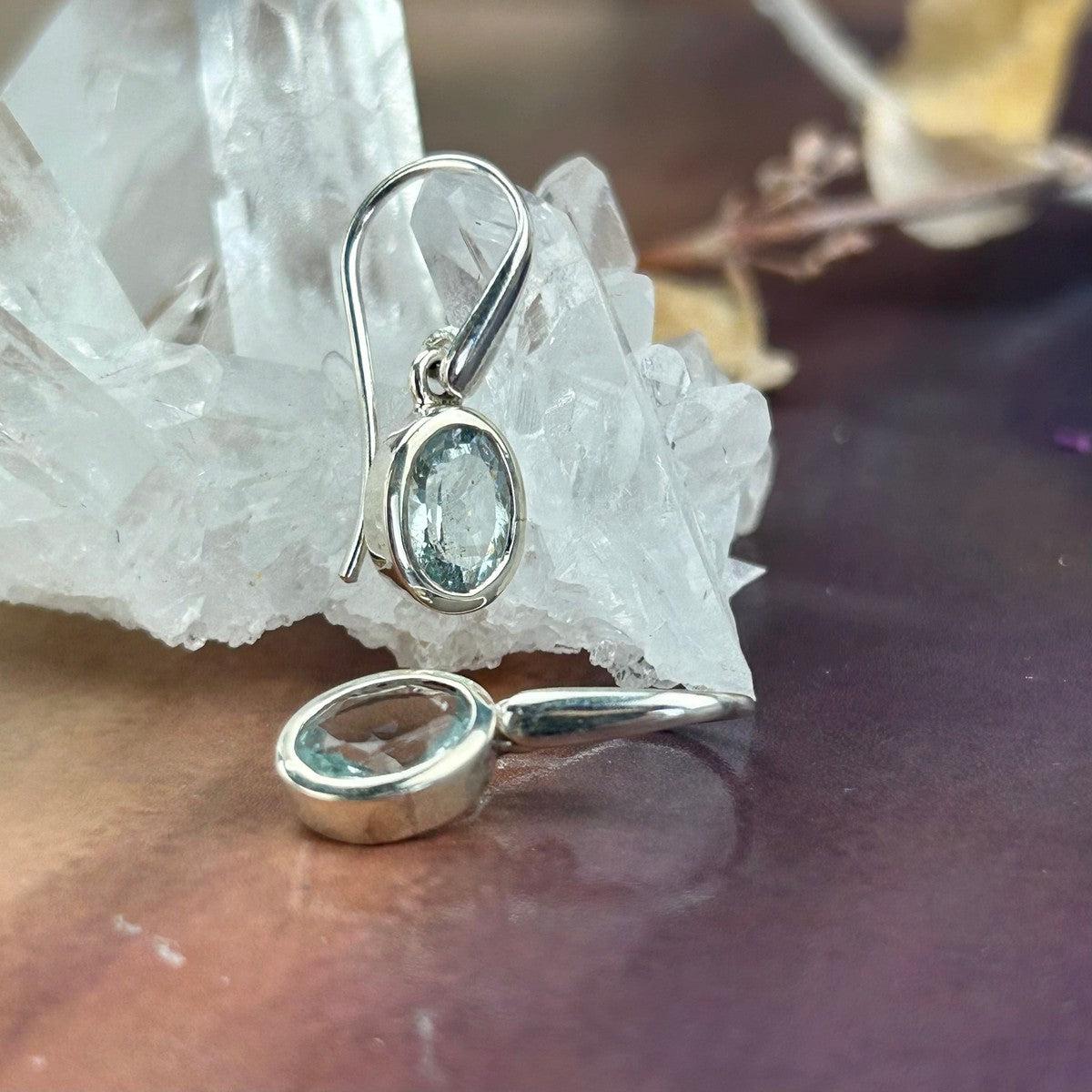 Aquamarine Oval Cut Drop Earrings