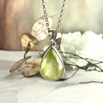 Prehnite Pear Cut Pendant