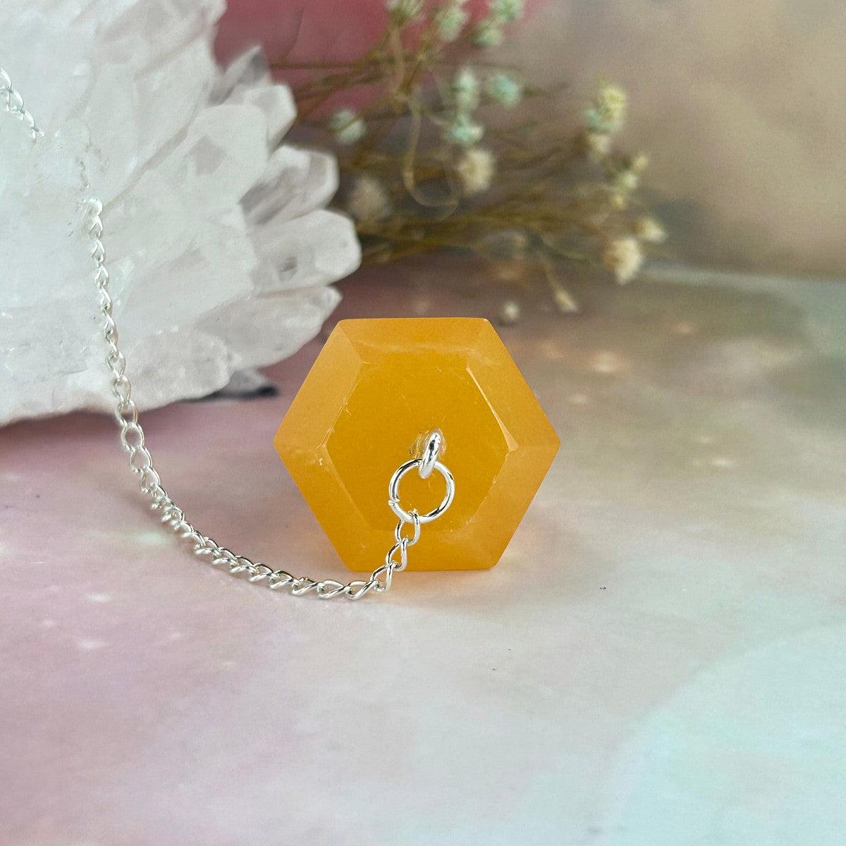 Real Orange Calcite Pendulum