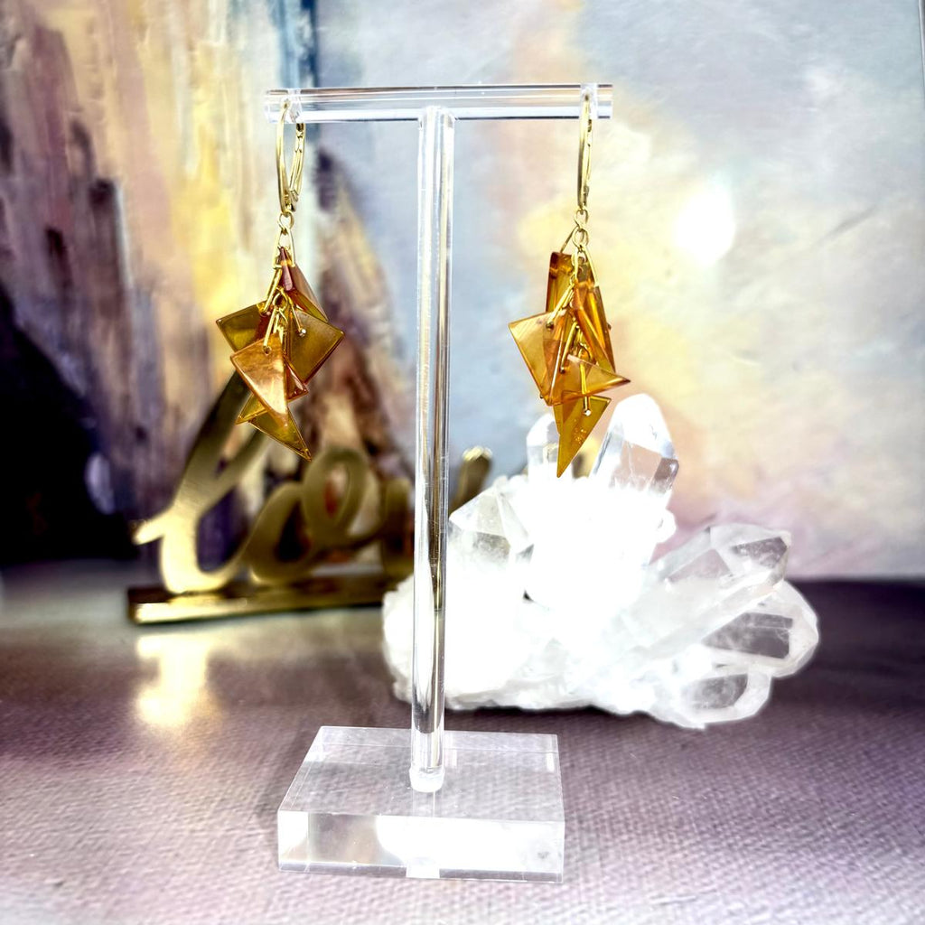 Yellow Orange Amber Earrings