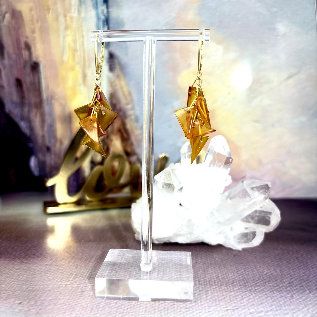 Yellow Orange Amber Earrings
