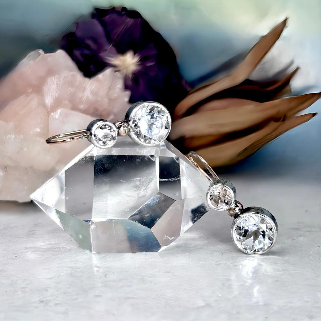 Rose Gold And Silver Gemstone Earrings