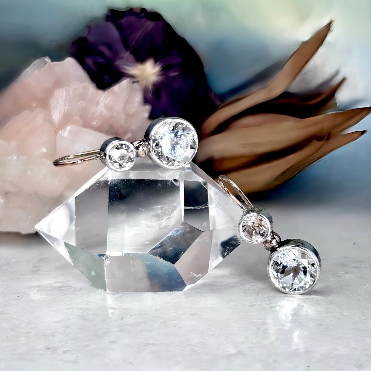 Rose Gold And Silver Gemstone Earrings