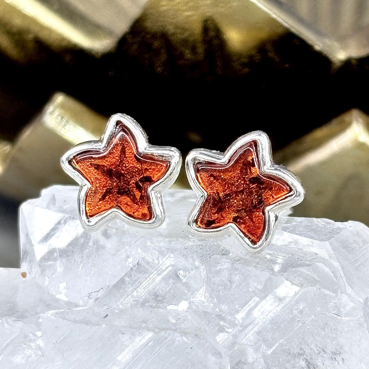 Cognac Amber Stud Earrings