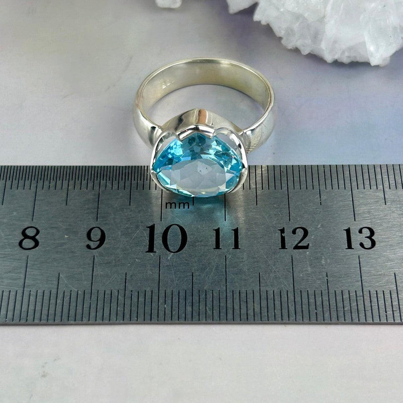 Blue Crystal In Silver Ring