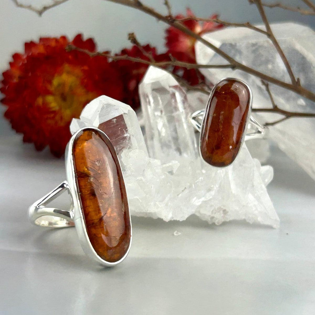 Orange Kyanite Crystal Ring