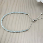Small Aquamarine Bead Silver Bracelet