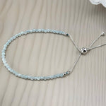 Small Aquamarine Bead Silver Bracelet