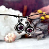 Garnet (Rhodolite) Oval Cut Sterling Silver & 9ct Rose Gold Scroll Drop Earrings By Lauren Harris