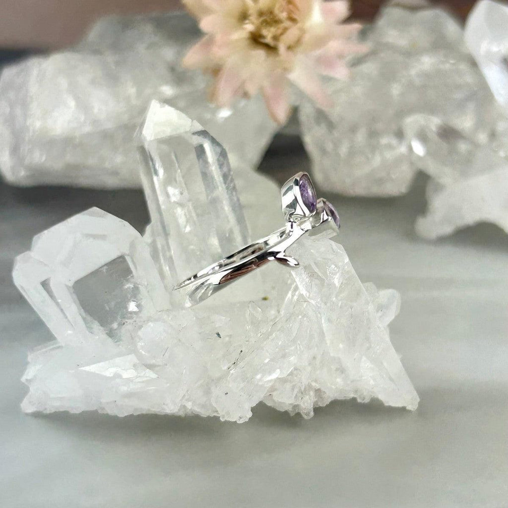 Amethyst Two Stone Silver Ring