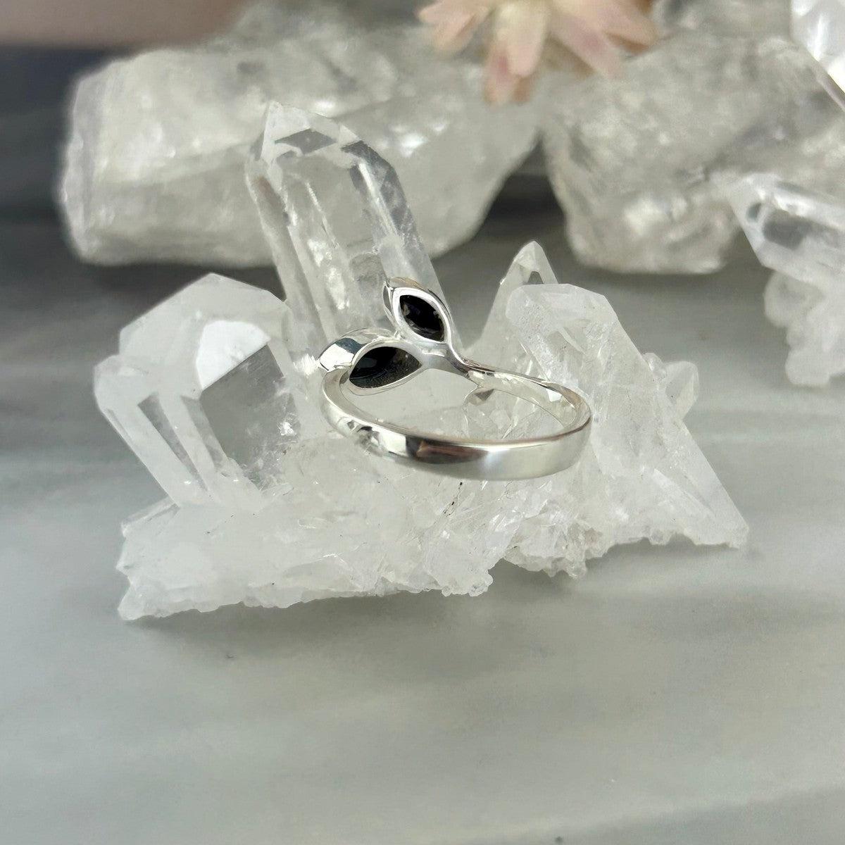Women's Black Crystal Ring