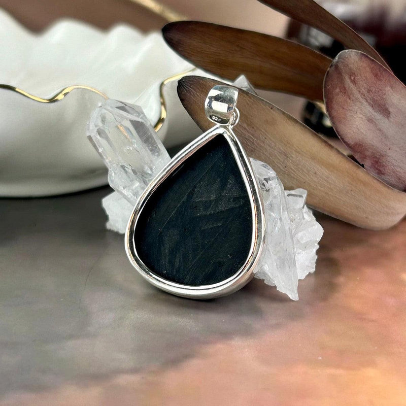 Black Agate With Druzy Pendant