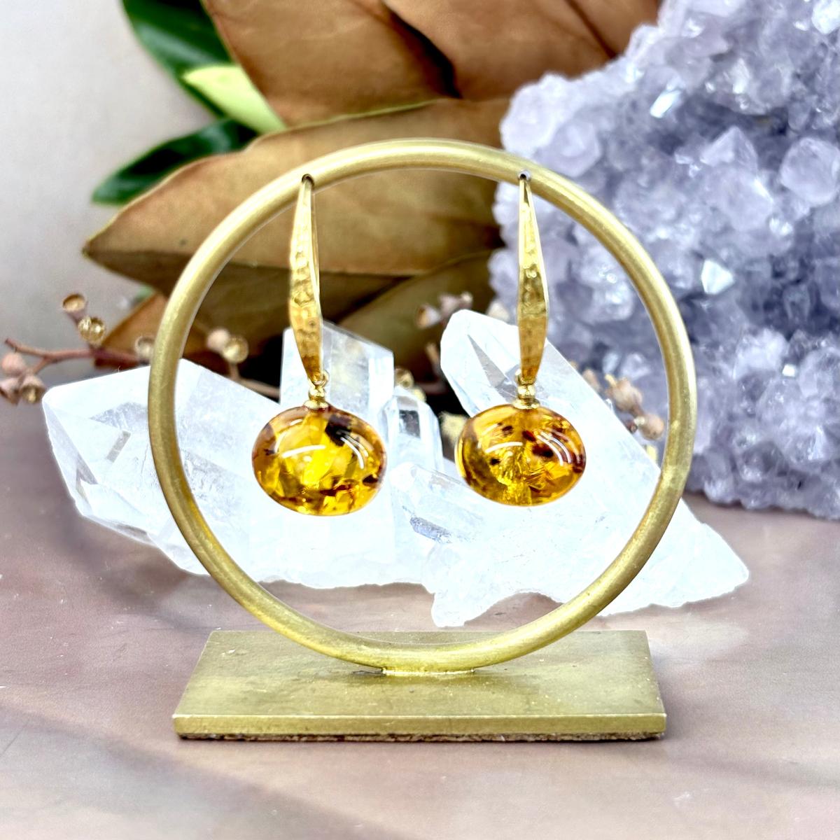Natural Amber Drop Earrings