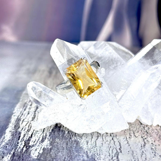 Citrine Emerald Cut Ring