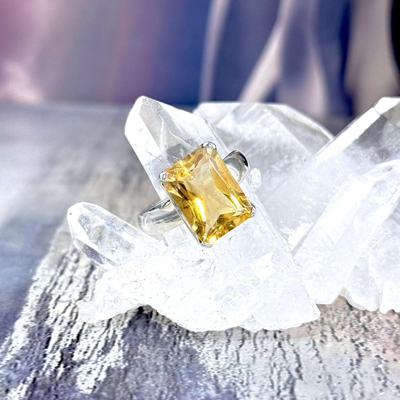 Emerald Cut Citrine Ring