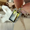 Smokey Lemon Quartz with Phantom Inclusions Rectangle Ornate Pendants