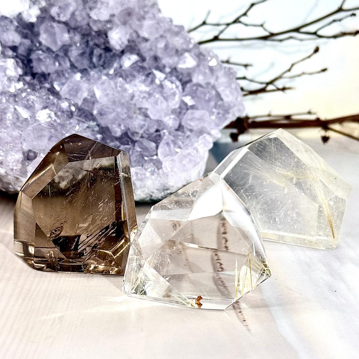 Rutile Quartz Faceted Crystal