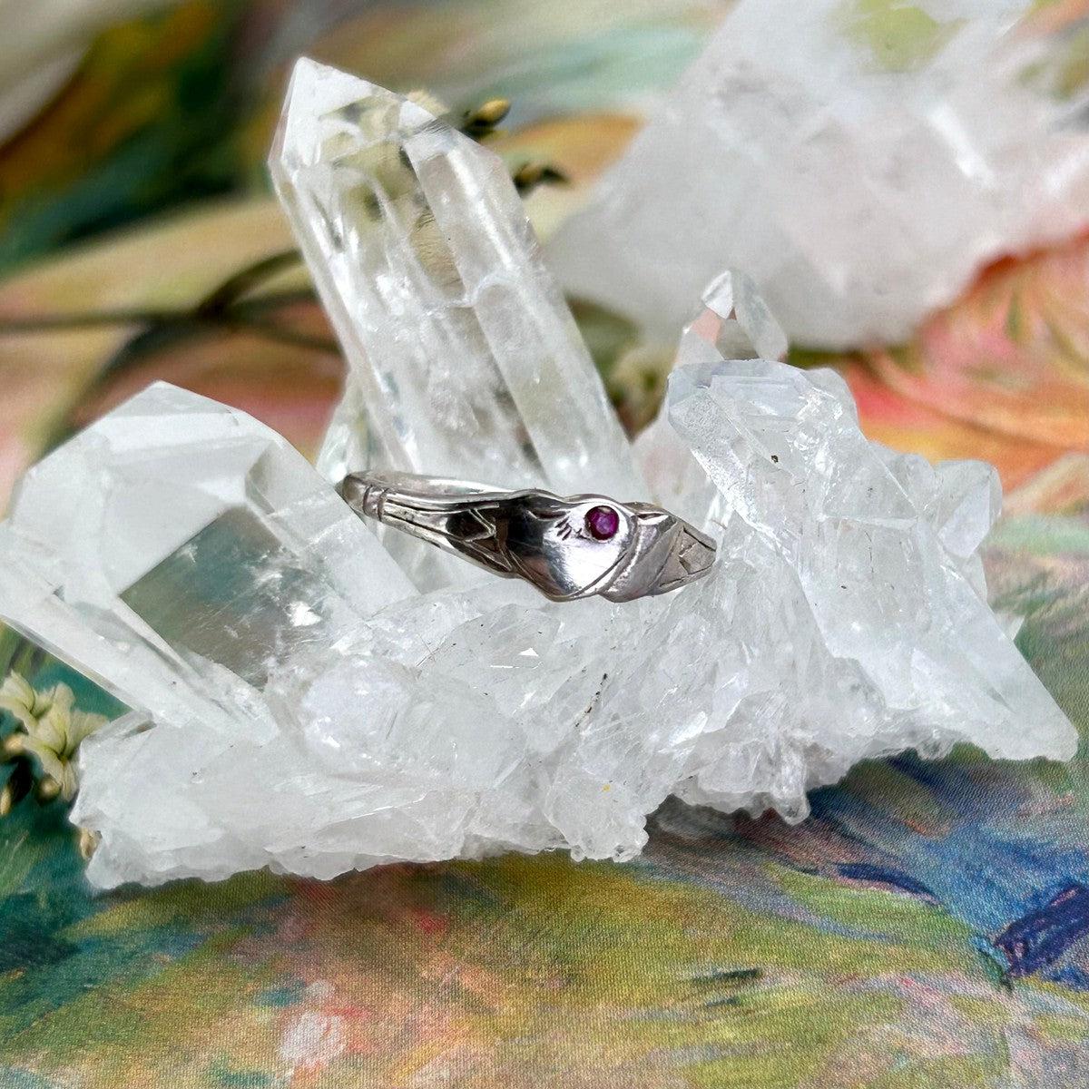 Vintage Heart Ruby Ring