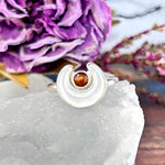 Nautilus Shell & Baltic Amber Crescent Moon Ring